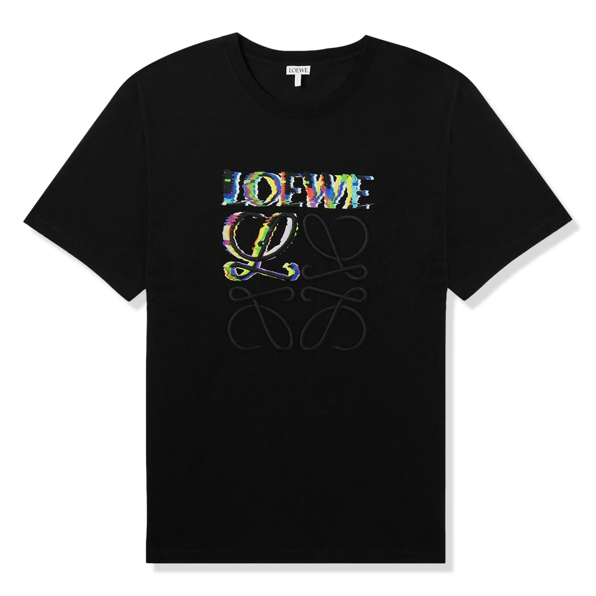 Front view of Loewe Glitch Anagram Relaxed Fit Black T Shirt